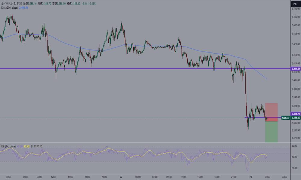 5分足を見てエントリー・損切りと利食いを設定