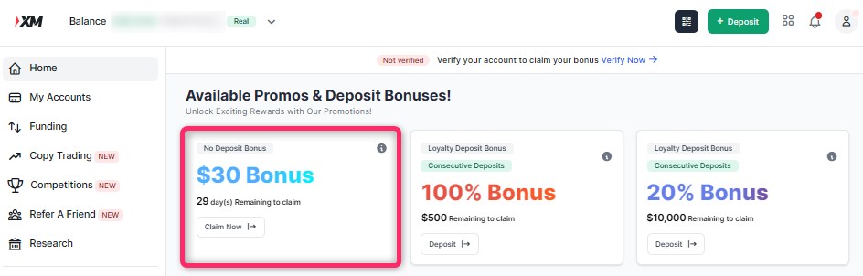 XM Globalの口座開設ボーナス