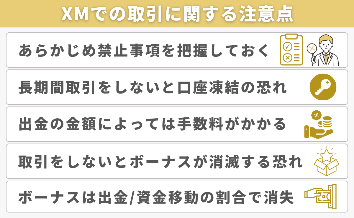 XMでの取引に関する注意点