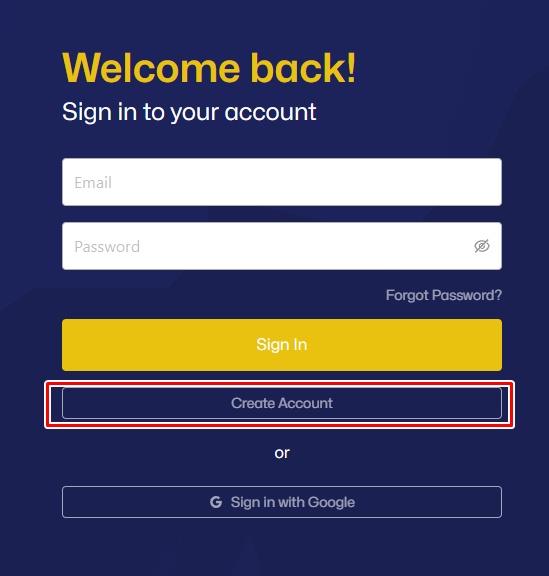 「Create Account」を開く